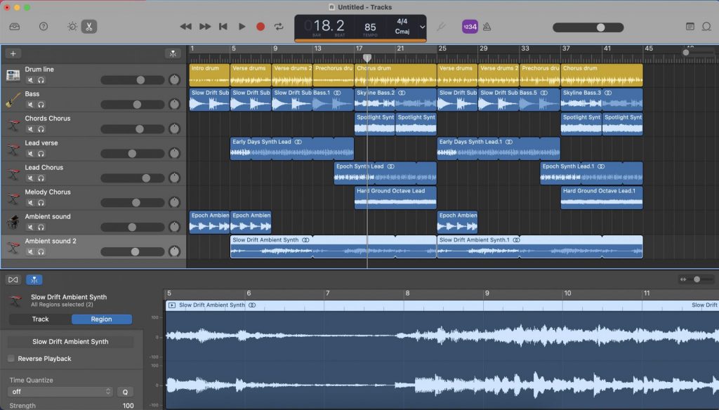 Garageband's music software