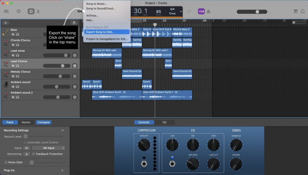 How to export a beat in GarageBand