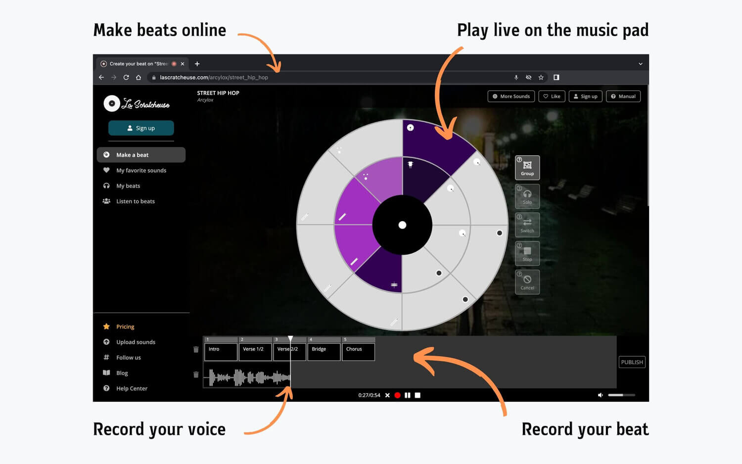 Making an instrumental on La Scratcheuse's music maker